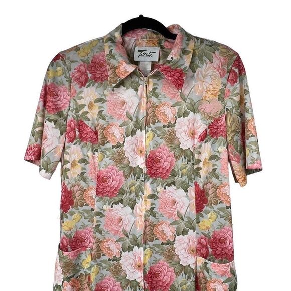 Vintage 60’s Pink Peonies‎ Floral Zip Up Dress - Picture 2 of 7